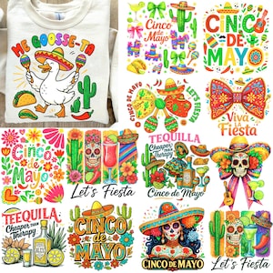 Cinco De mayo Png Bundle, Funny Cinco de mayo Png, Preppy cinco de mayo png, Cinco de mayo Shirt Png, Retro Cinco De Mayo Sublimation design