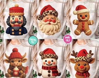 Preppy Christmas 3d Crochet Png Bundle, Faux Yarn Christmas png, Latch Hook Christmas png, Retro Christmas png, Christmas shirt png design