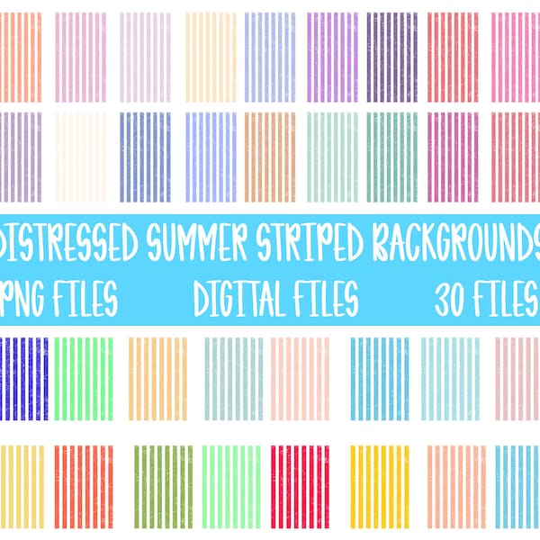 Distressed Striped Summer PNG Bundle, Retro Summer Stripe Patterns, Vintage Preppy Stripes PNG, Trendy Sublimation Backgrounds, DTF Files