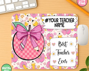 Benutzerdefinierte Lehrer Mousepad PNG, Retro Bleistift Design (digitaler Download)