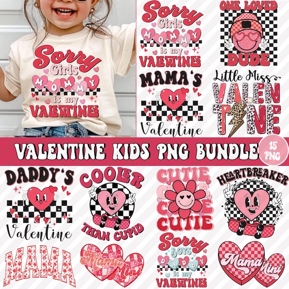 Valentine Kids Png Bundle, Kids png bundle, Retro Valentine png, valentines day png, valentine Kids png, Kids Shirt Png, Girl Boy Valentine