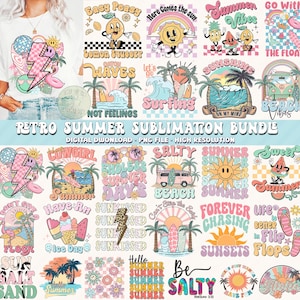 Retro Summer png Bundle, Summer Shirt Design, Summer vibes Png, Hello Summer Png, Trendy Summer Vacation png, Sun Salt sand png, png bundles