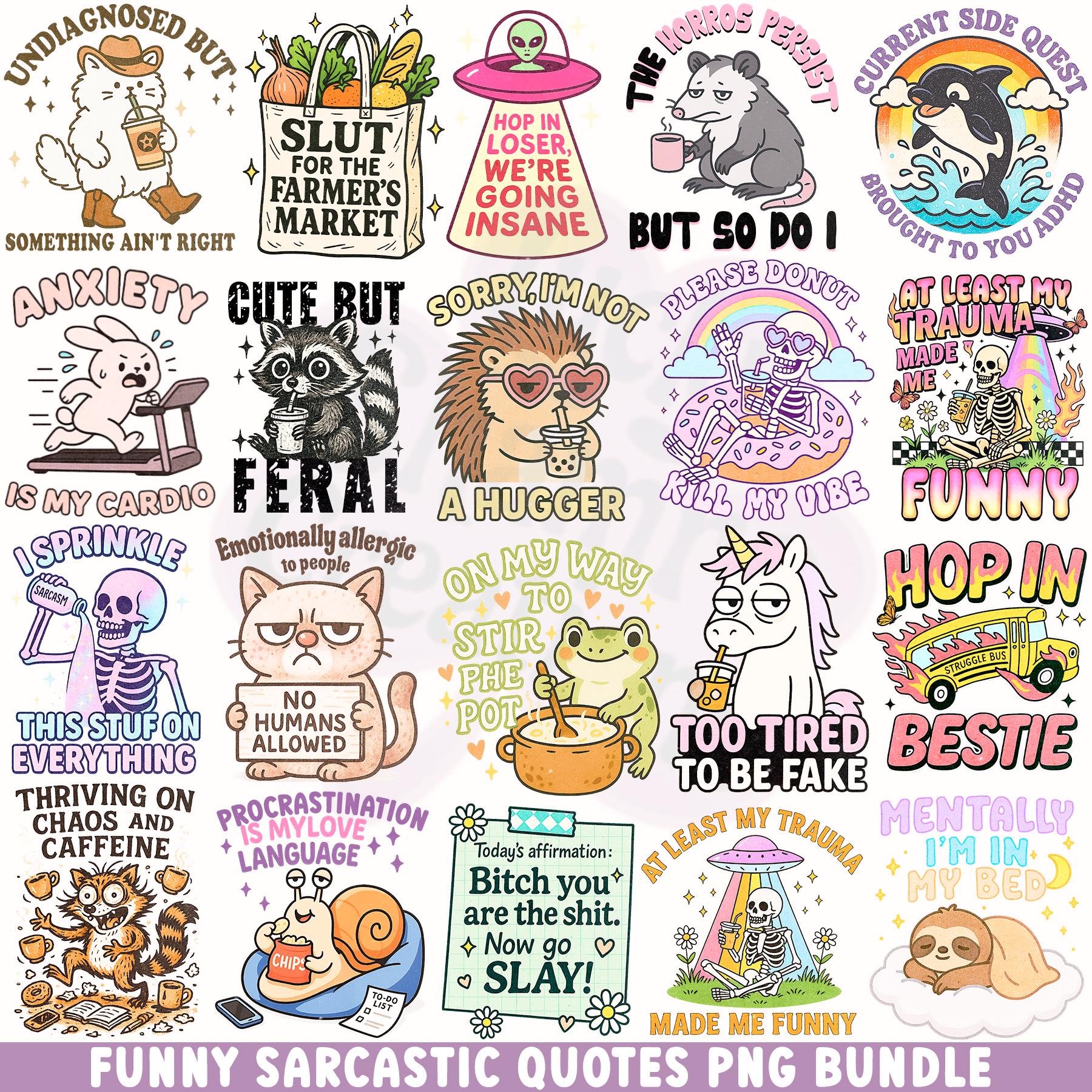 Trending Sarcastic PNG Bundle, Funny Png, Sarcastic Clipart, Sarcastic Quotes Sublimation, Snarky Png, Skeleton Design, Silly Goose Design