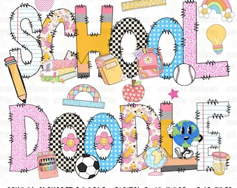 School Alphabet Png Bundle, School Doodle png, Teacher Clipart Png, Teacher doodle png, Doodle font, Alpha Pack png, Digital Alphabet Bundle