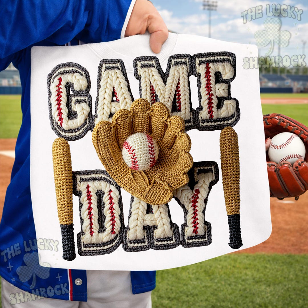 3D Crochet Baseball Glove Latch Hook PNG, Varsity Letters Game Day ...