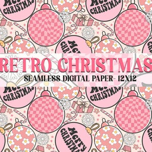 Retro Christmas Seamless Pattern File, Christmas oranements pattern, seamless file for fabric sublimation, Repeating pattern Christmas png
