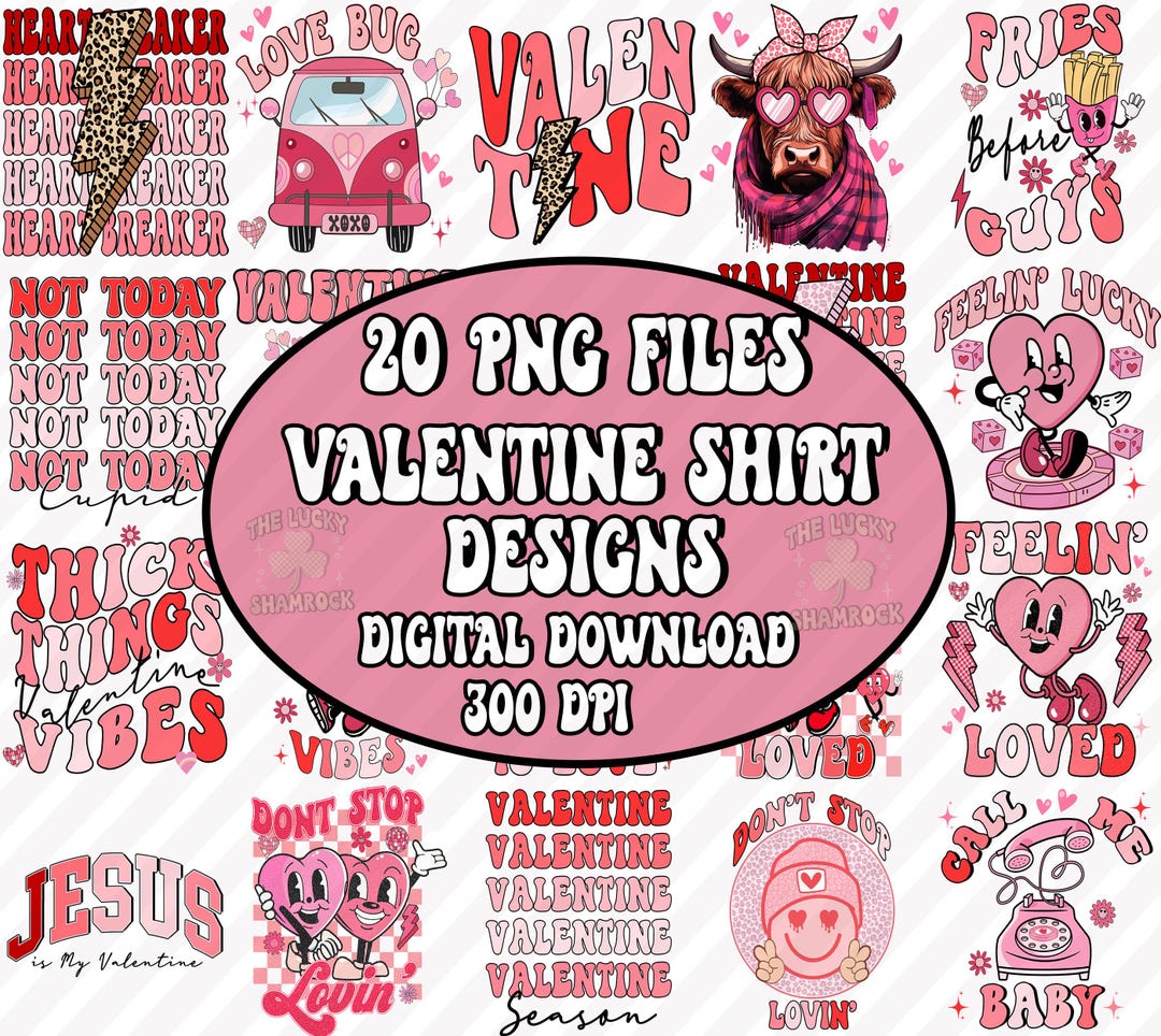 Retro Valentines Png Bundle, Valentine Sublimation Design, Valentine ...