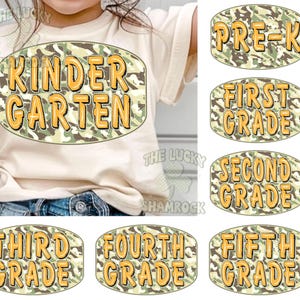 Camou Back to School Boys PNG Bundle, Kindergarten Design, First Day PNG, Pre-K to Third Grade Png, Retro Camou png, School Boys Design Png