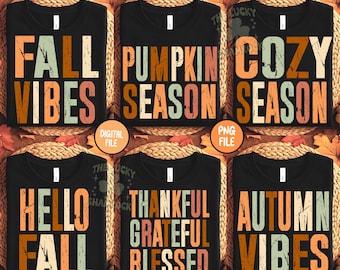 Retro Fall Png Bundle, Cozy Season png, Vintage Fall Png, Fall Shirt Png,  Preppy Autumn Png, Pumpkin Season Shirt Png, Autumn Season Png