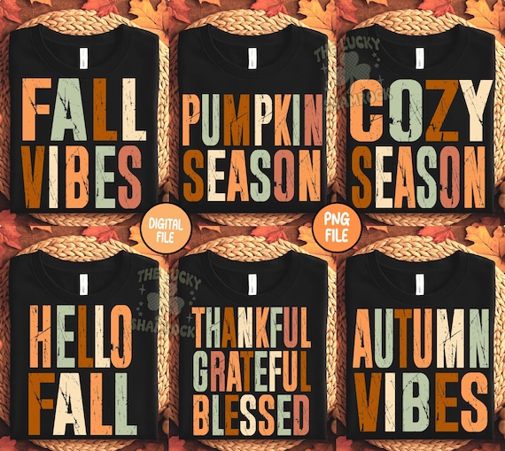 Retro Fall Png Bundle, Cozy Season png, Vintage Fall Png, Fall Shirt Png,  Preppy Autumn Png, Pumpkin Season Shirt Png, Autumn Season Png