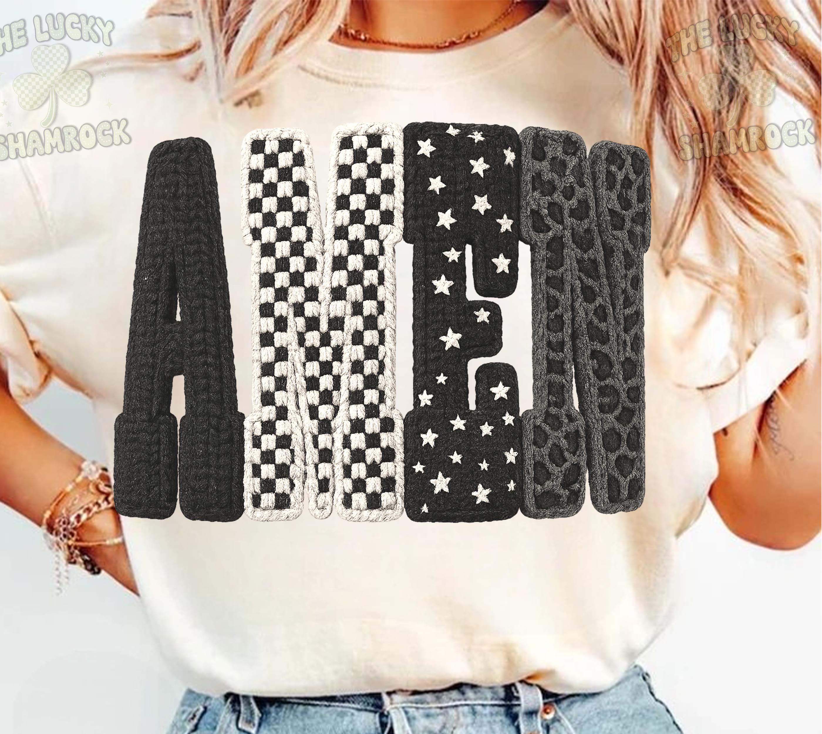 Amen Crochet Knit Letters PNG, Faith Sublimation Graphic (digital ...