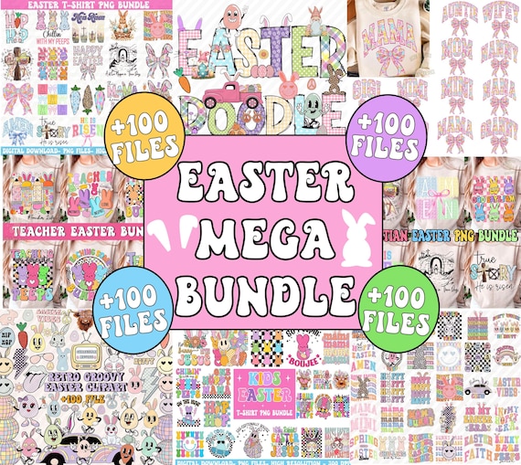 Easter Mega Bundle png, Retro Easter Png bundle, Christian Easter Png, Easter kids Png bundle, Teacher Easter Png Bundle, Easter Clipart Png