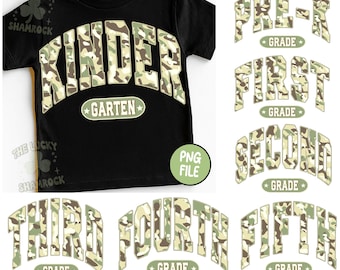 Camo Back to School Boys PNG Bundle, Back to school grades, First Day PNG, Pre-K to Third Grade Png, Preppy Back to school png Boys Designs
