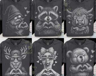 Bundle png vintage rétro pour la Saint-Valentin, amour png dessinés à la main, chemise amour Saint-Valentin png, dessins tendance Saint-Valentin png, lot chemise png amour xoxo