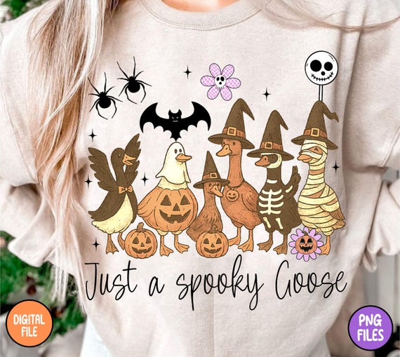 Halloween Goose Png, Cute Goose Halloween Png, Spooky Season Png, Halloween Shirt Png Design, Trick or Treat Goose, Retro Halloween Png