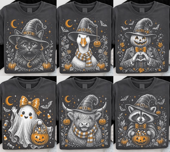 Retro Vintage Halloween PNG Bundle, Retro Halloween Png, Preppy Halloween Png, Spooky Season Png, Retro Fall png, Trendy Fall Halloween png