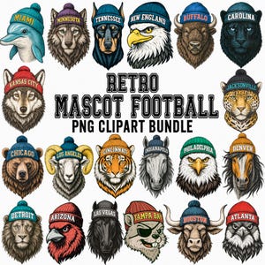 Retro Mascot Football png Bundle, Retro Football Mascot png, Mascot Png, Football PNG, Game Day Football png, Football Animal png download