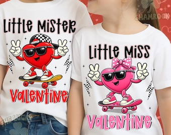 Little Mister Little Miss Valentine PNG, chemise enfant Saint-Valentin Png, garçon fille assortie Saint-Valentin PNG, fichier de sublimation, tendance Saint-Valentin png