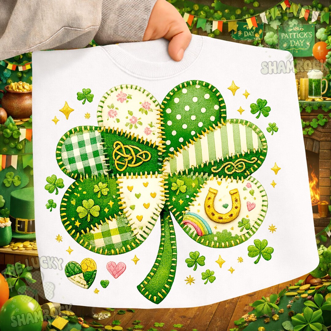 Patchwork Shamrock PNG, St Patrick’s Day Clover Sublimation Design ...