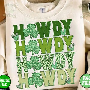 Howdy St. Patricks Day Png, Western St Patrick png, St Patricks day png, Western St patty day Png, Retro St patrick day png, Lucky shirt png