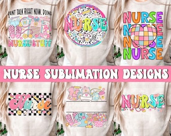 Retro Nurse PNG Bundle, Trendy Designs (Digital Download)
