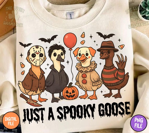 Just a spooky Goose Png, Cute Goose Halloween Png, Spooky Season Png, Halloween Shirt Png Design, Trick or Treat Goose, Retro Halloween Png