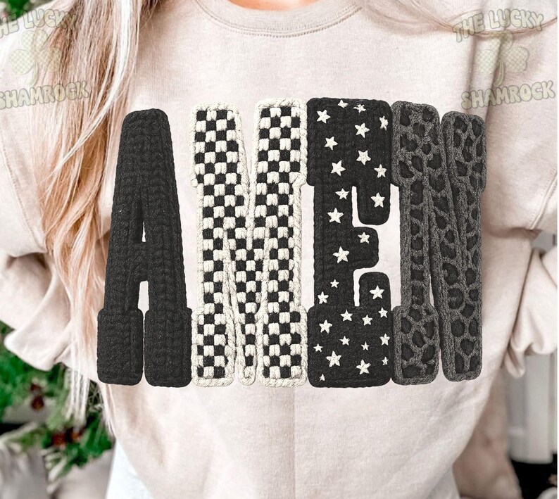 Amen Crochet Knit Letters PNG, Faith Sublimation Graphic (digital ...
