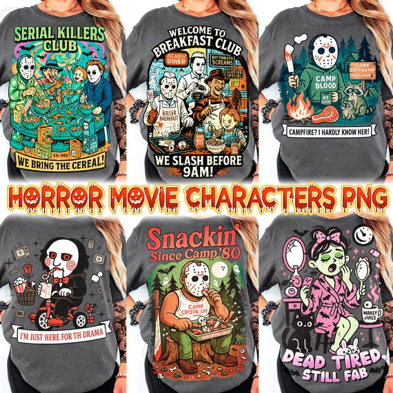 Horror Characters png, Retro Halloween shirt png, Spooky Halloween Character PNG, Trendy Halloween png, Killers Shirt Png Design, Scary png
