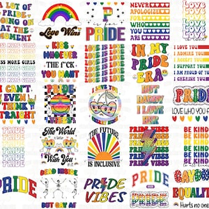Pride Png Bundle, LGBTQ Sublimation design, Gay Pride png, Lgbtq Quotes Png, Digital download, Pride Png, Love is Love Png, Rainbow Png