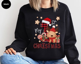 My First Christmas Sweatshirt, Merry Christmas Gifts, Hoodies and Sweaters, My 1st Christmas, Cute Reindeer Christmas Hoodie, Kids Gift