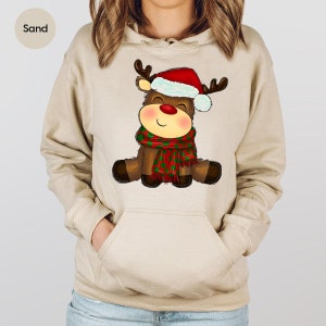 Cute Reindeer Christmas Sweatshirt, Christmas Reindeer Tee, Rudolph Reindeer Sweater, Merry Christmas, Christmas Hoodie, Festive Deer Shirt