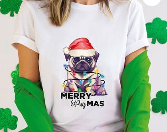 Merry Pugmas Shirt, Christmas Pug Shirt, Pug Lover Shirt, Cute Pug Shirt, Animal Lover Shirt, Pug Dog Christmas, Dog Mom Tee, Pug Mom Shirt