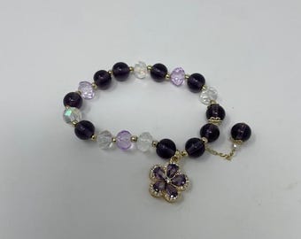 Flower Girl Pearl Bracelet Junior Bridesmaid Bracelet Teen Girl Bracelet Junior Bridesmaid Proposal  Bridesmaid Gift Idea Purple Bracelet