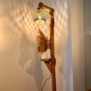 Tree Floor Lamp, Rustic Handmade Floor Lamp, Natural Wood Floor Lamp ,Floor Lamp, Living Room Lamp, Wooden Corner Lamp, Lampshade, 140cm