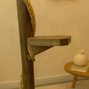 Rustic Wooden Floor Lamp with Rattan Shade – Handmade Shelf Lamp image 4