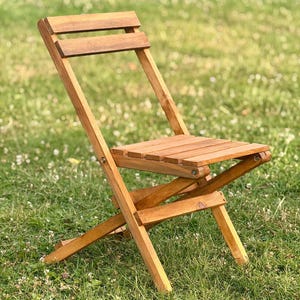 Handmade Rustic Pine Folding Chair - Perfect for Garden, Balcony, Patio - Portable Outdoor Seating for Camping Trips