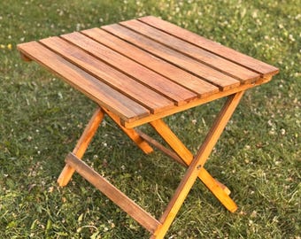 Handmade Foldable Pine Wood Outdoor Table: Rustic Patio, Picnic, Camping
