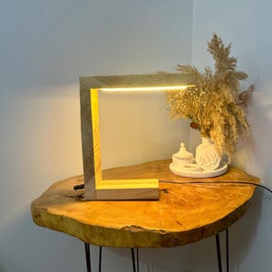 Handmade Pinewood LED Lamp: Modern Night Light