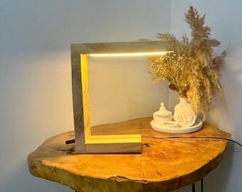 Handmade Pinewood LED Lamp: Modern Night Light