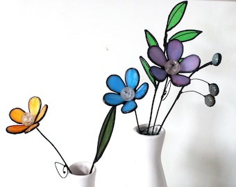 3D Stained Glass Wildflower Bouquet, Everlasting Flower Stems