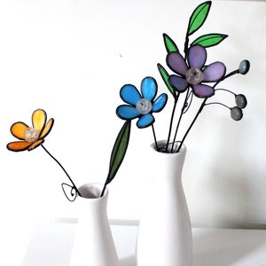 3D Bright Stained Glass Wildflower Bouquet, Flower Stems, Everlasting Flowers, Plant Stake, Trending Flowers, Home and Garden,