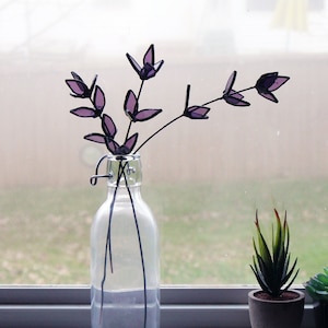 Stained Glass Lavender Stems Handcrafted Floral Décor Perfect Gift for Plant Lovers Home Decor Accents Unique Floral Gift Lavender Bouquet image 1