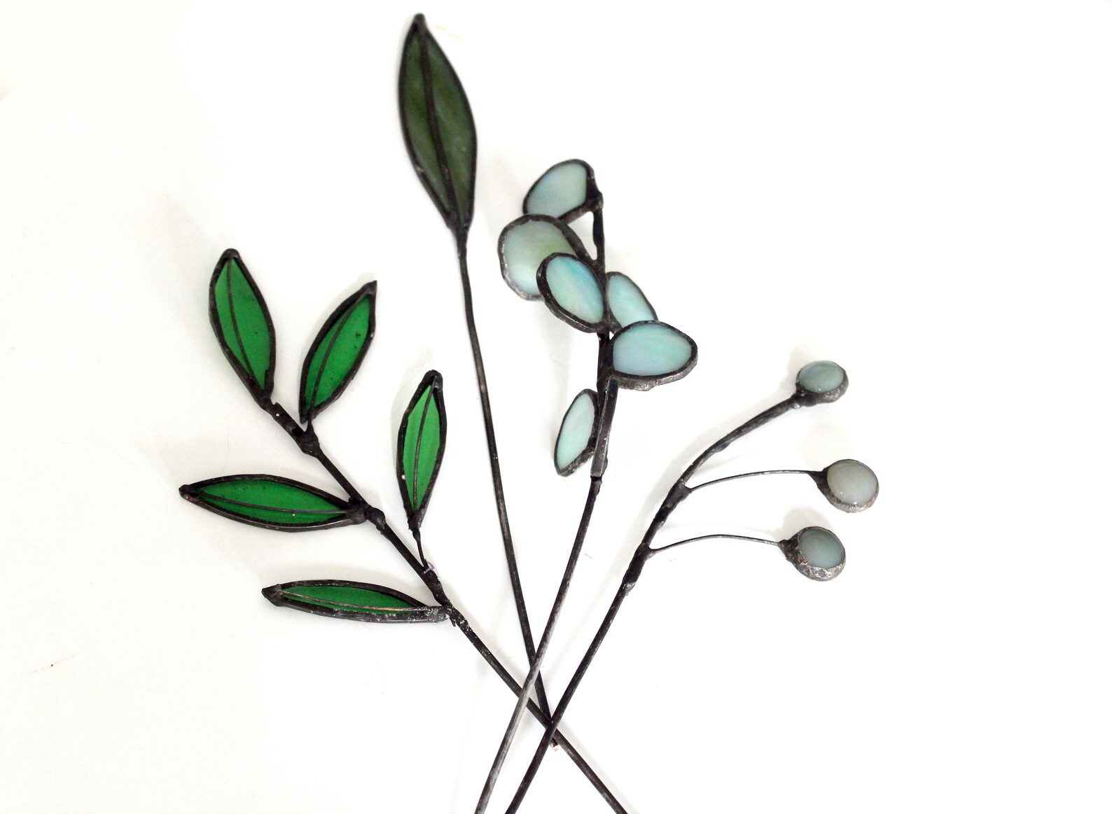 Stained Glass Long Stem Leaf Branches for Vase or Plant Stake. Etsy