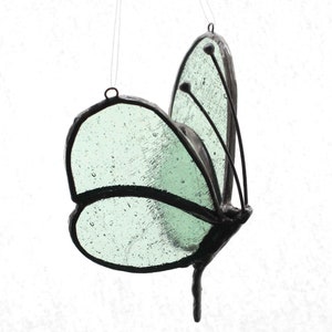 3D Pale Mint Green Flying Stained Glass Butterfly,  Nursery Decor, Mothers Day, Spring