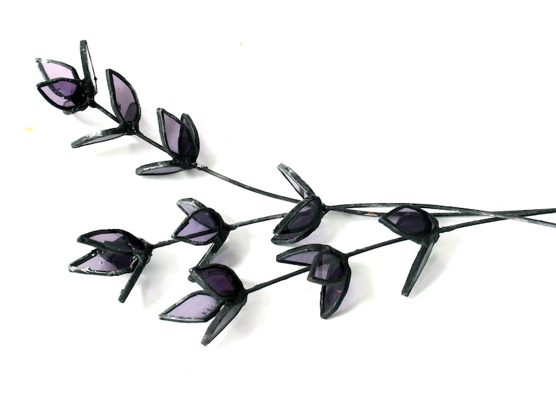 Stained Glass Lavender Stems Handcrafted Floral Décor Perfect Gift for Plant Lovers Home Decor Accents Unique Floral Gift Lavender Bouquet image 2