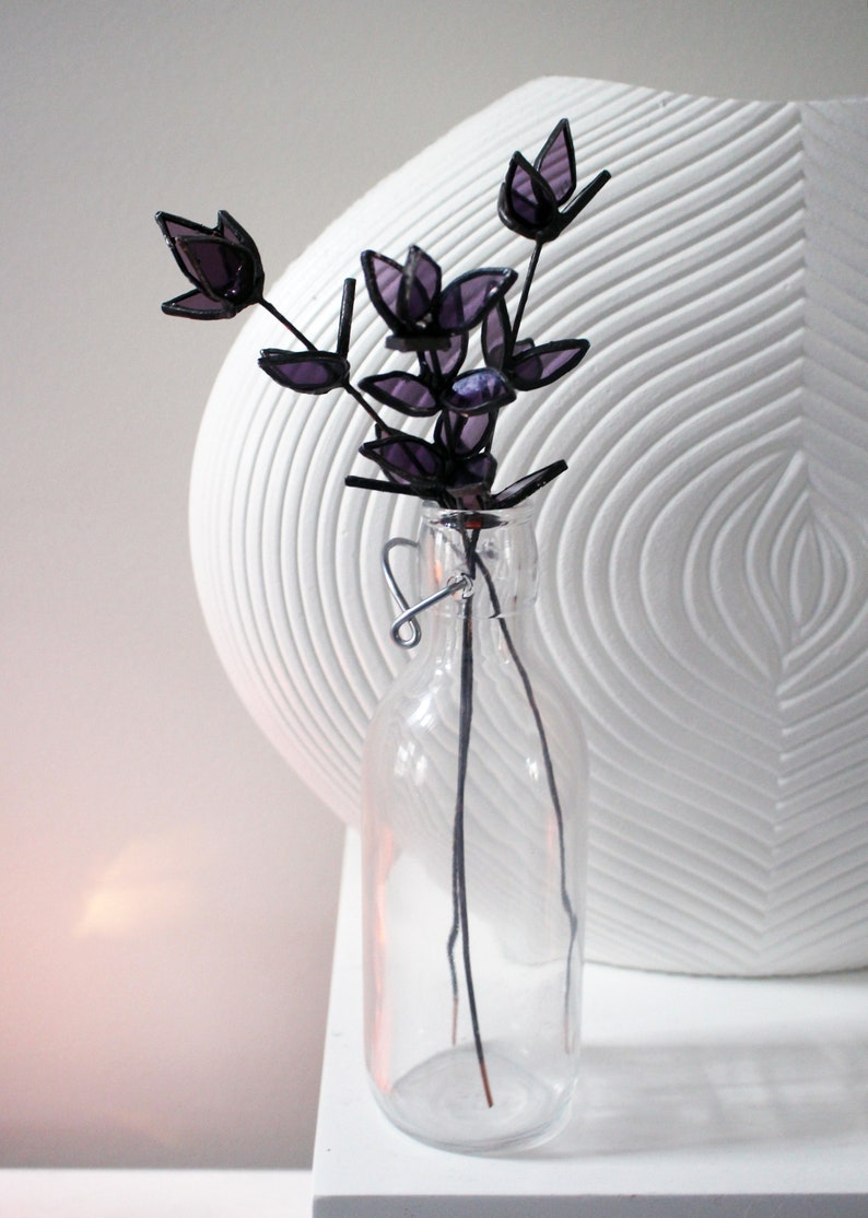 Stained Glass Lavender Stems Handcrafted Floral Décor Perfect Gift for Plant Lovers Home Decor Accents Unique Floral Gift Lavender Bouquet image 6