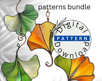 Stained Glass Ginko Leaf Suncatcher PDF Patterns, Beginner-Friendly (Digital Download)