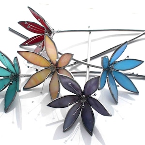 Stained Glass 3D Flowers Day Lilly Flowers, Plant Stake, Garden Art, Gift for Her, Everlasting Flowers, Valentine&#39;s Day Gift,
