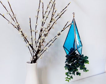 Stained Glass Hanging Planter, Air Plant Holders, Geometric planters, Home and Garden