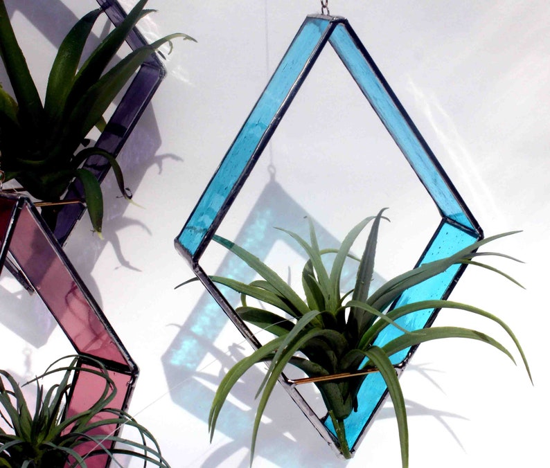 Handmade Stained Glass Hanging Diamond Planters for Air Plants Etsy